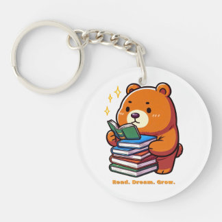 Cute Reading Bear with Books Kawaii Keychain