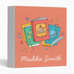 Cute reading books cute kids 3 ring binder