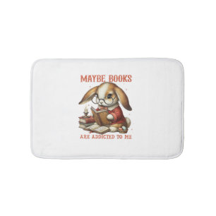 Cute Reading Bunny With Glasses Books Bookworm Rea Bath Mat