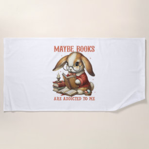 Cute Reading Bunny With Glasses Books Bookworm Rea Beach Towel