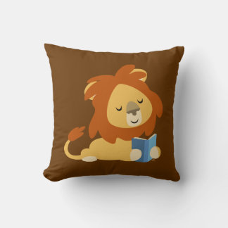 Cute Reading Cartoon Lion Pillow