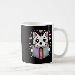 Cute Reading Cat Book Lover Teacher Librarian Book Coffee Mug