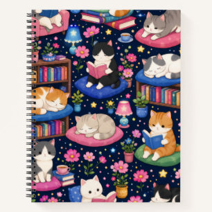 Cute Reading Cats Book Lover Notebook
