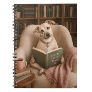 Cute Reading Dog Watercolor Library Illustration Notebook