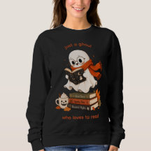 Cute Reading Ghost Cozy Chocolate Brown Sweatshirt