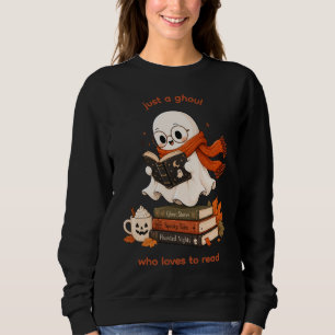 Cute Reading Ghost Cozy Chocolate Brown Sweatshirt
