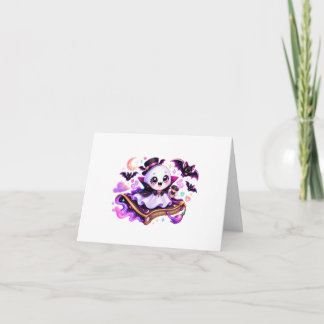 Cute Reading Ghost Halloween Thank You Card
