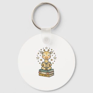 Cute Reading Giraffe Book Lover Vintage Shirt Desi Keychain