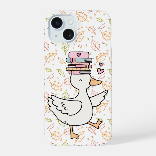 Cute Reading Goose Phone Case Soft Mood Book Lover (Verso)