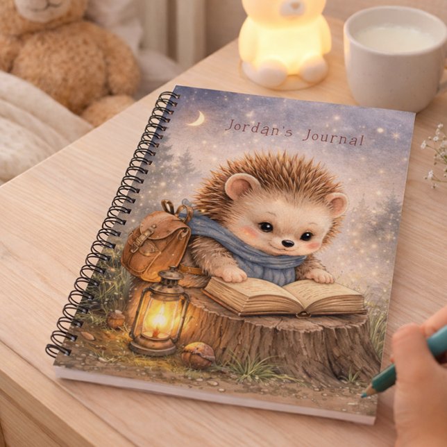 Cute Reading Hedgehog Personalized Kids Journal (Creator Uploaded)