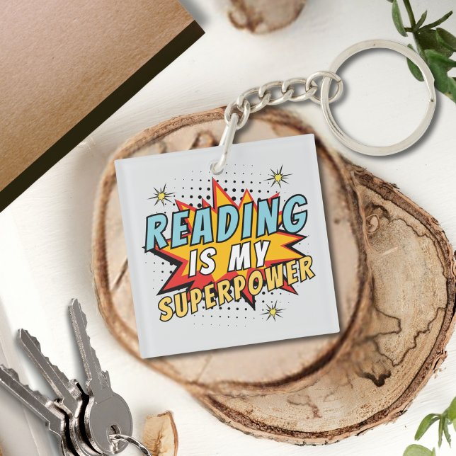 Cute Reading is my Superpower Book Lover Keychain (Creator Uploaded)