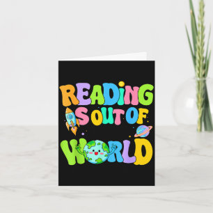Cute reading is out of this world space books card