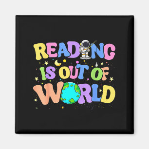 Cute reading is out of this world space books magnet