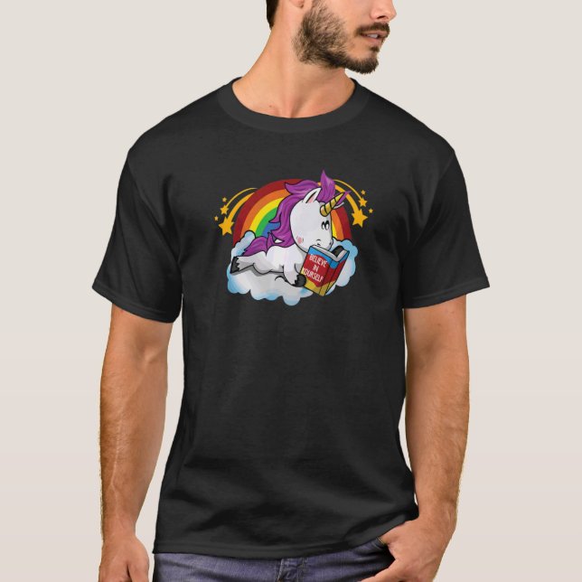 Cute Reading Library Unicorn Read Books  Reader T-Shirt (Front)