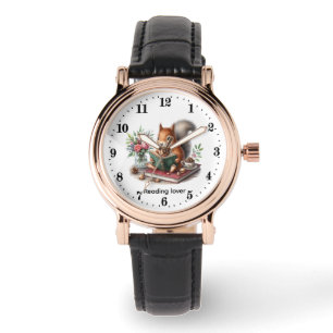 Cute reading lover squirrel  watch