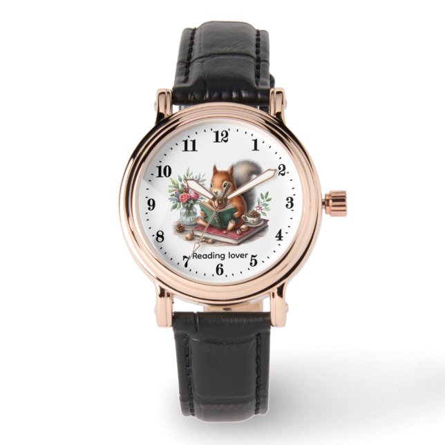 Cute reading lover squirrel  watch (Front)