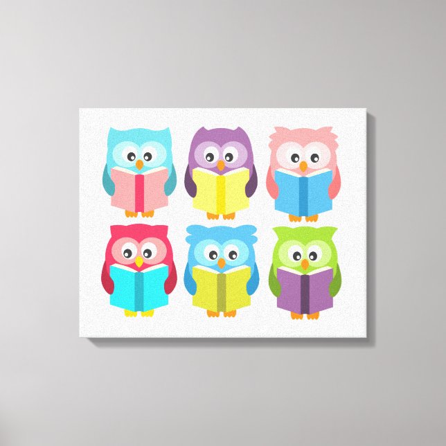 Cute reading owls canvas print (Front)