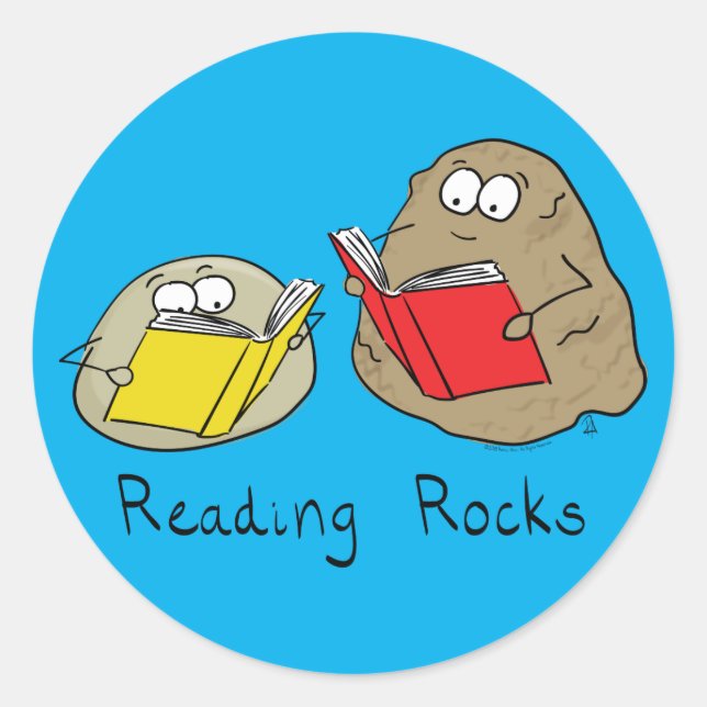 Cute Reading Rocks Librarian Book Lovers Classic Round Sticker (Front)