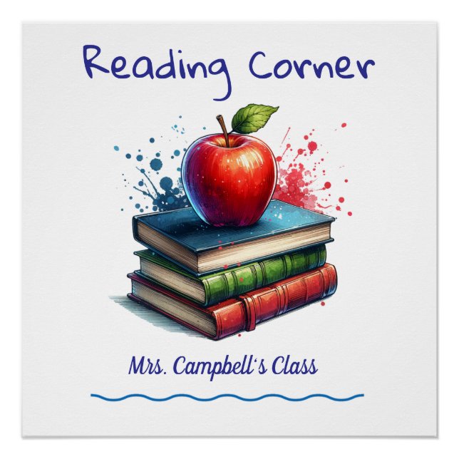  Cute Reading School CLASSROOM Poster Personalize (Front)