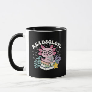 Cute Readsolotl Axolotl Reading Books Pun Coffee Mug