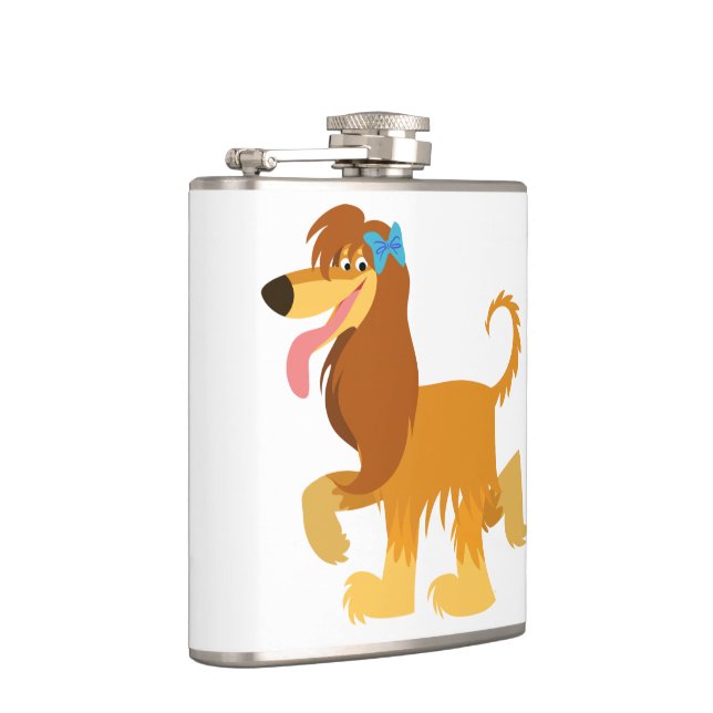 Cute Ready Cartoon Afghan Hound Hip Flask (Right)