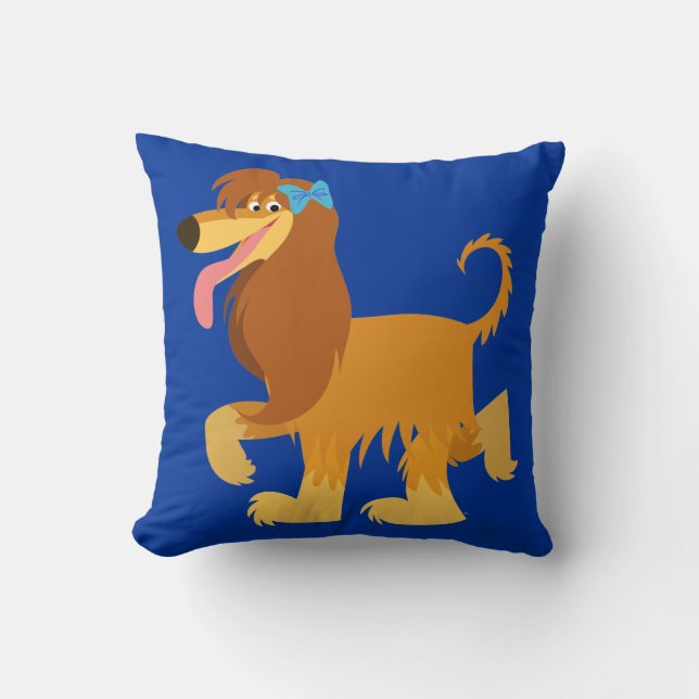 Cute Ready Cartoon Afghan Hound Throw Pillow (Front)