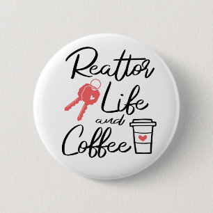 Cute Real Estate Agent Broker Coffee Lover Realtor 2 Inch Round Button