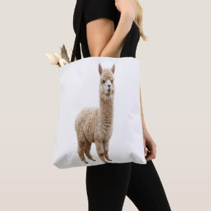 Cute Realistic Fluffy Alpaca Photo Tote Bag