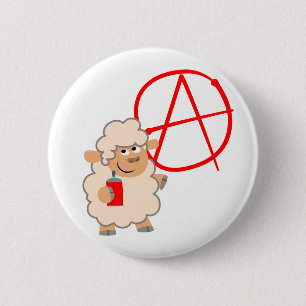 Cute Rebellious Cartoon Sheep Button