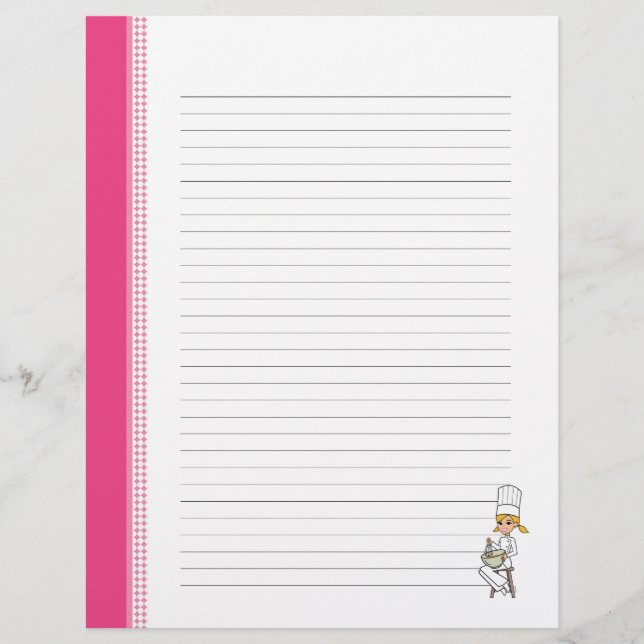 Cute Recipe Pages for Kitchen Binders (Front)