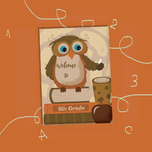 Cute Rectangular Owl Back-to-School Pin Button