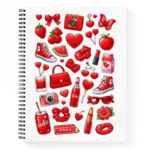 Cute Red Aesthetic Coquette Spiral Notebook
