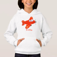 Cute red airplane flying cartoon illustration