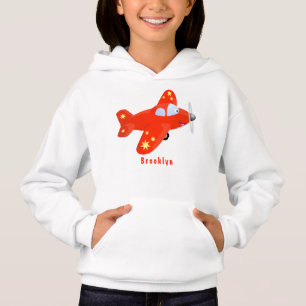 Cute red airplane flying cartoon illustration