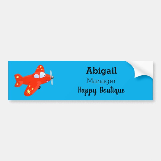 Cute red airplane flying cartoon illustration bumper sticker (Front)