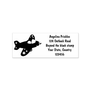 Cute red airplane flying cartoon illustration rubber stamp