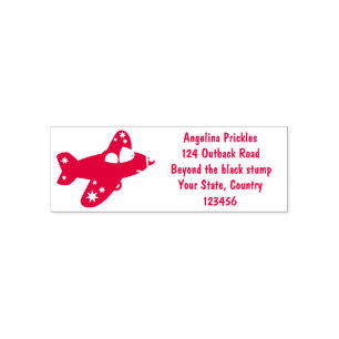 Cute red airplane flying cartoon illustration self-inking stamp