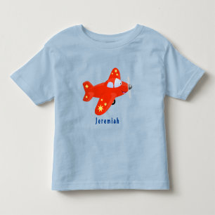 Cute red airplane flying cartoon illustration toddler t-shirt