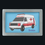 Cute red ambulance van cartoon belt buckle<br><div class="desc">This happy red ambulance is on the way to help! Drawn in fun cartoon style.</div>