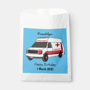 Cute red ambulance van cartoon favour bag