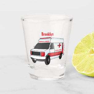 Cute red ambulance van cartoon  shot glass