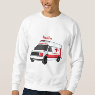 Cute red ambulance van cartoon sweatshirt