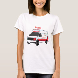 Cute red ambulance van cartoon T-Shirt