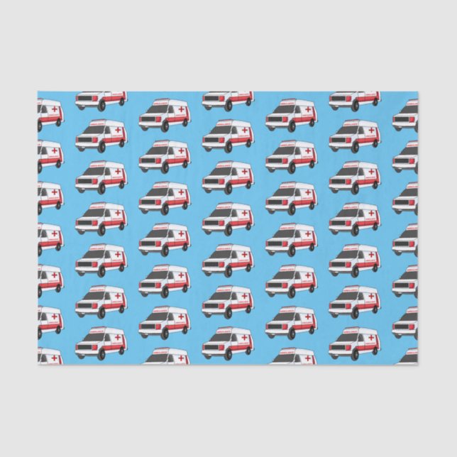 Cute red ambulance van cartoon  tissue paper (Front)