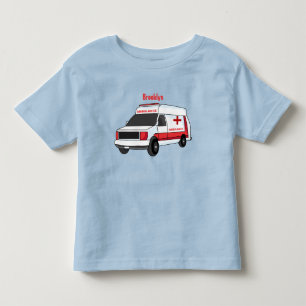 Cute red ambulance van cartoon toddler t-shirt