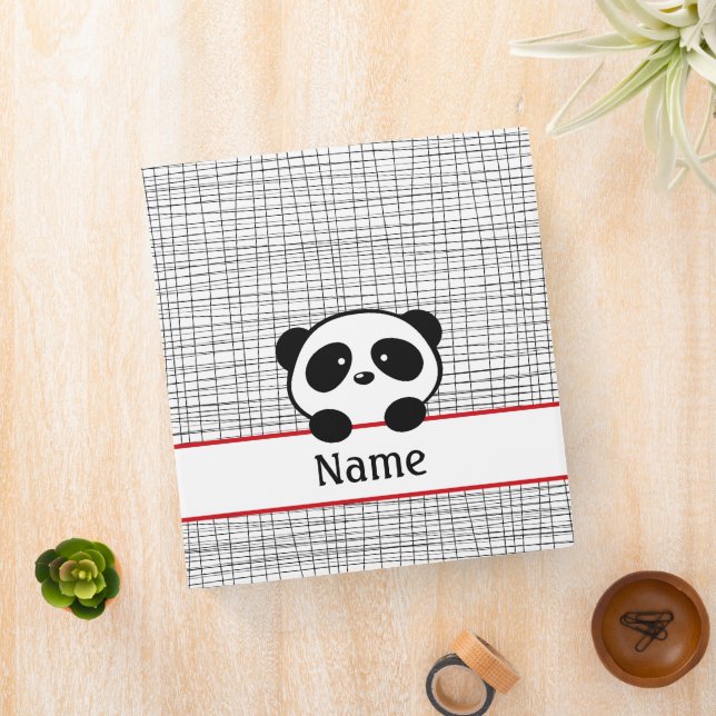 Cute Red and Black Panda Bear School Binder (In Situ)