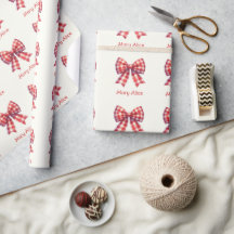 Cute Red and Cream Gingham Bow