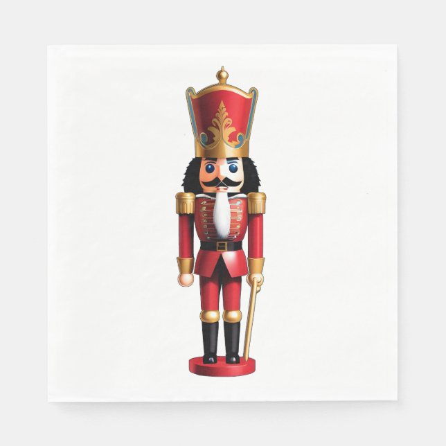Cute red and gold nutcracker napkin (Front)