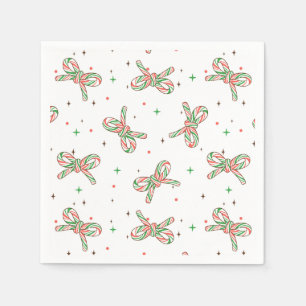 Cute Red and Green Candy Cane Bow Holiday  Napkin