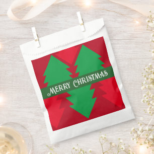 Cute Red and Green Christmas Tree Holiday Party Favour Bag
